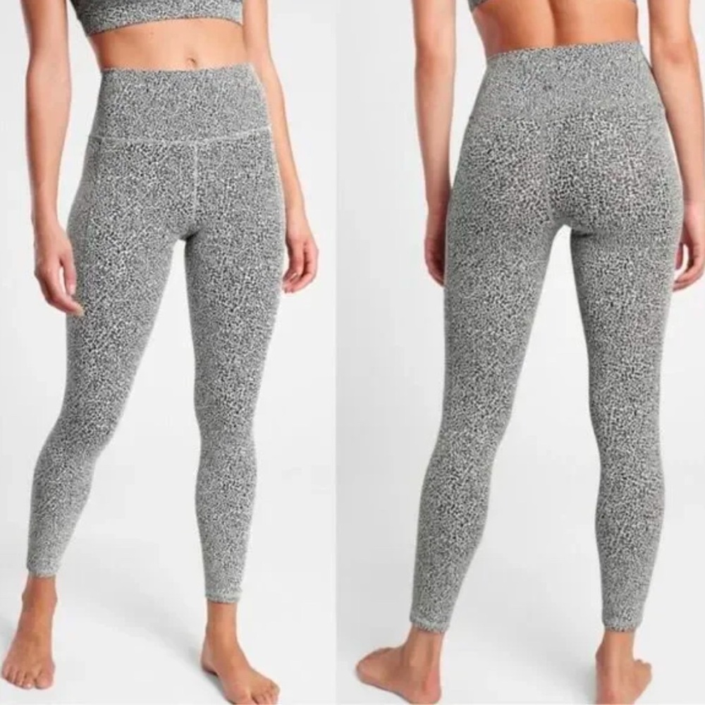 Athleta Salutation Black White Leopard Print Textured Legging